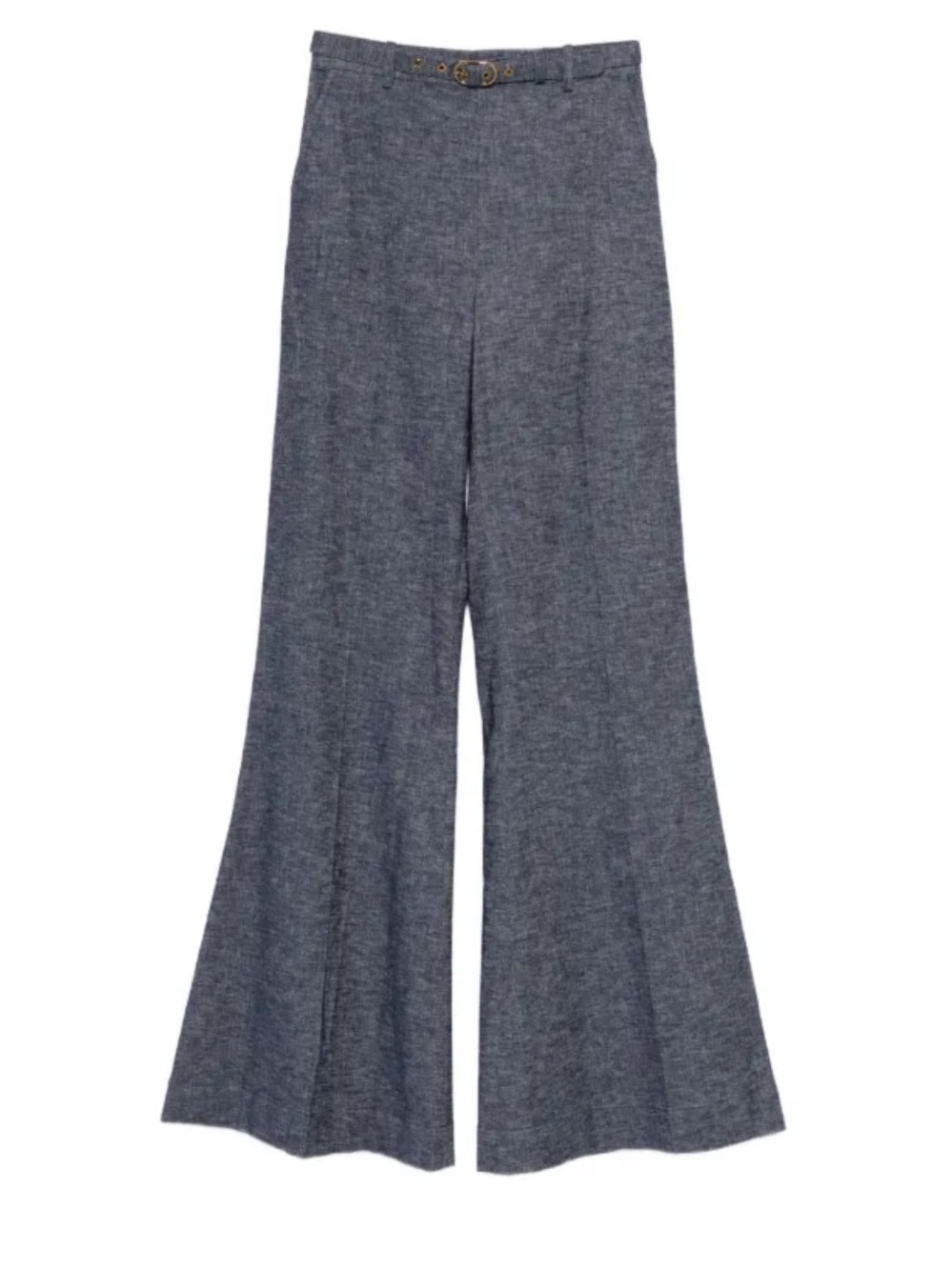 Zimmermann Belted Flared Trousers in Heather Gray